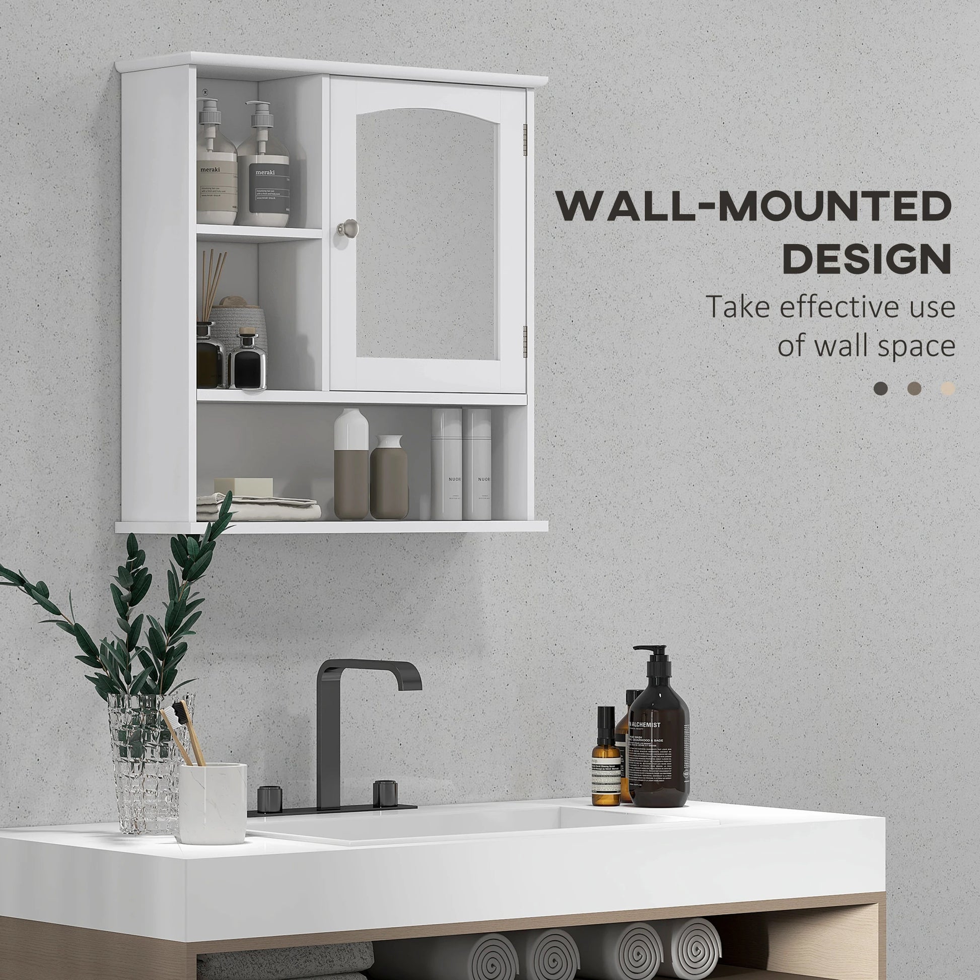 Wall-Mounted Medicine Cabinet, Bathroom Mirror with Shelves, White Mirror Medicine Cabinets at Gallery Canada