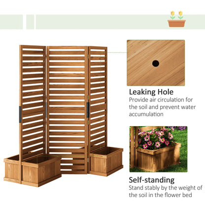 Outdoor Privacy Screen, Wood Panel with 4 Planter Boxes, Raised Bed, 3 Panels Side Awnings at Gallery Canada