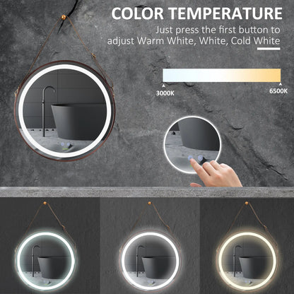 24'' Round LED Bathroom Mirror, Dimmable Anti Fog, 3 Color Temps, Rose Gold Wall Mirrors at Gallery Canada