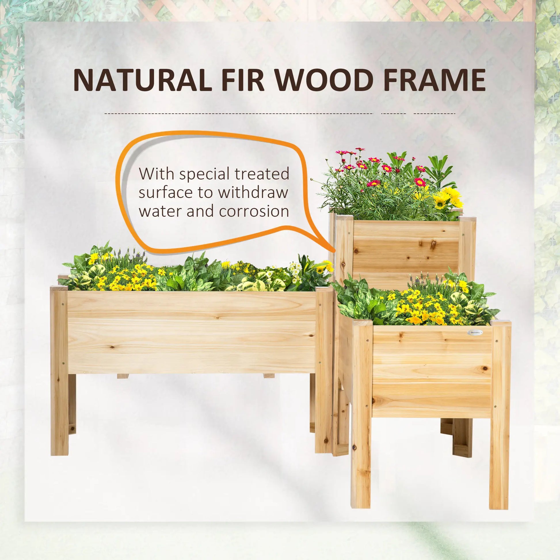 Raised Garden Bed Set of 3, Wood Planter Box, Outdoor Freestanding Raised Garden Beds at Gallery Canada