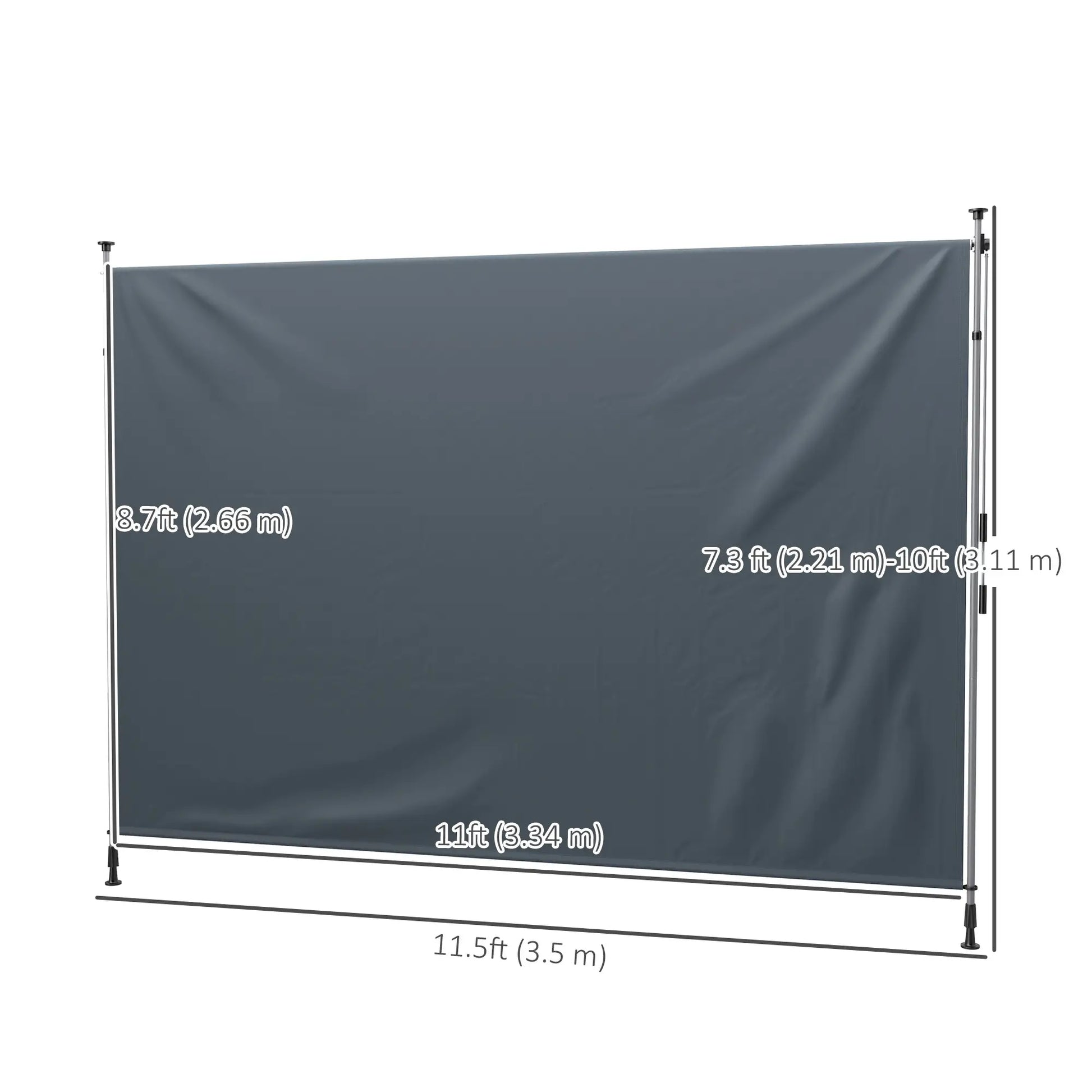 11.5' x 10' Manual Retractable Patio Awning, UPF30+ Water-Resistant, Dark Grey Patio Awnings at Gallery Canada