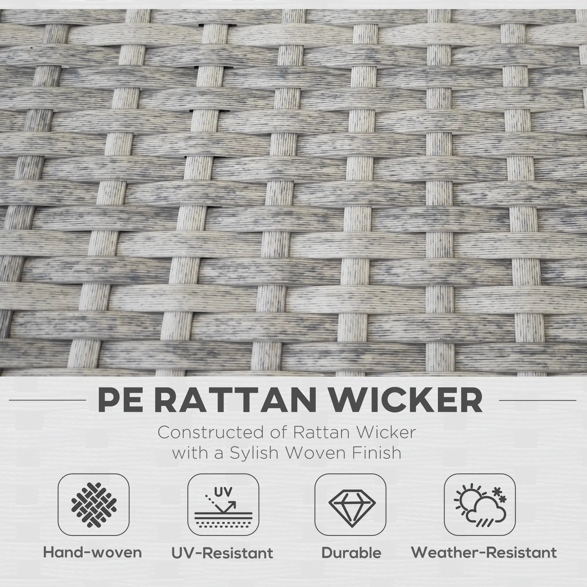 7pc Garden Wicker Sectional Set, Tea Table, Patio Rattan Sofa, Grey Patio Furniture Sets at Gallery Canada