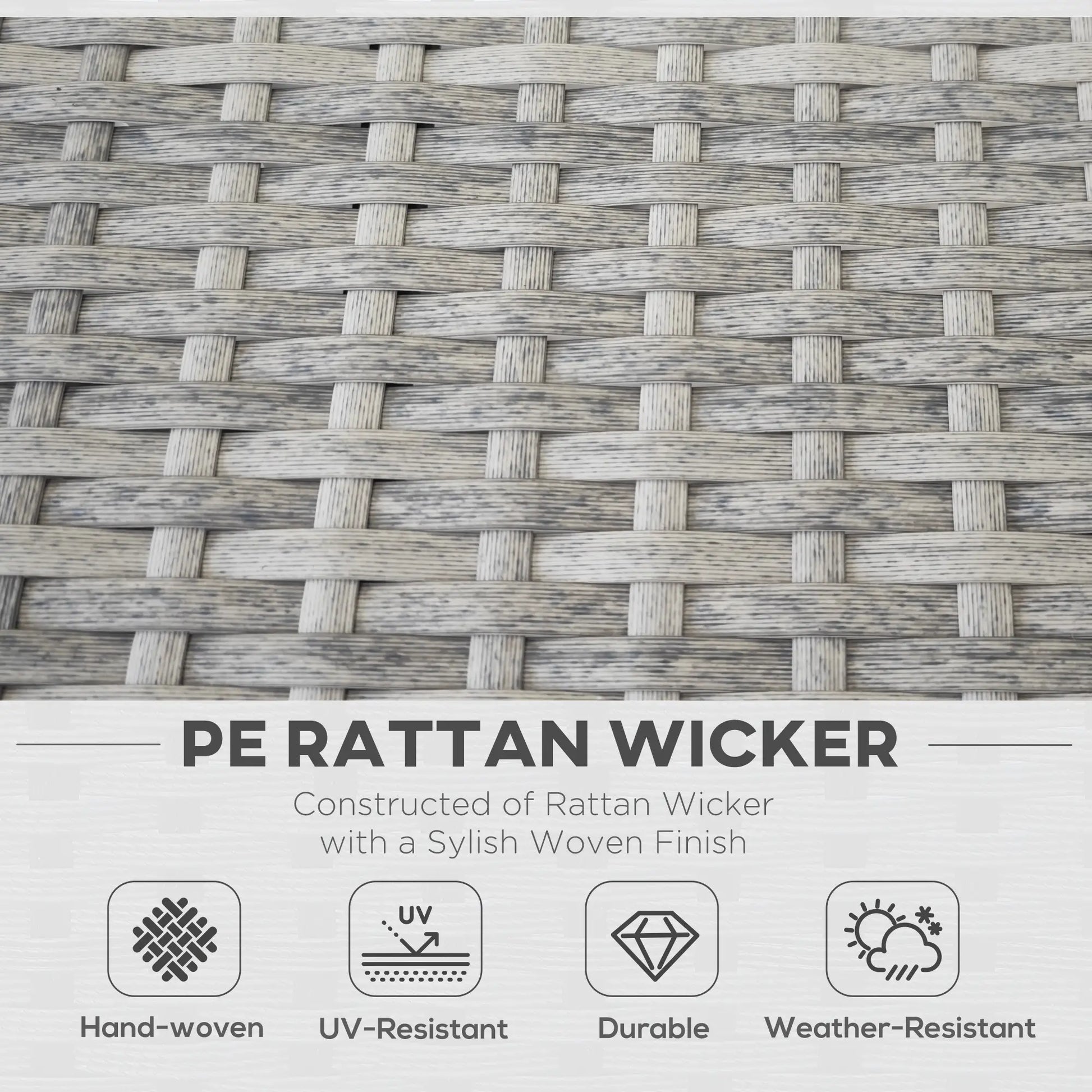 7pc Garden Wicker Sectional Set, Tea Table, Patio Rattan Sofa, Grey Patio Furniture Sets at Gallery Canada