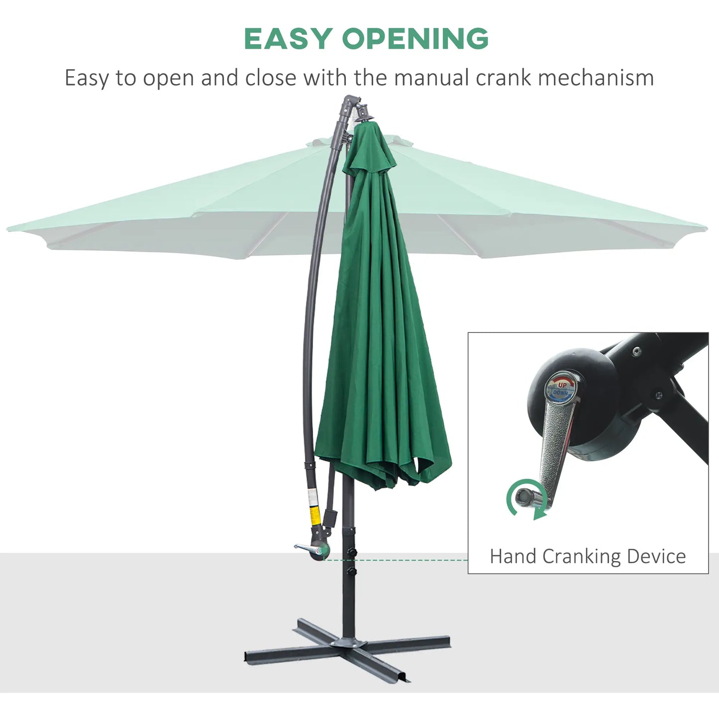 10' Deluxe Patio Umbrella, Offset Sunshade with Crank, Dark Green Cantilever Umbrellas at Gallery Canada