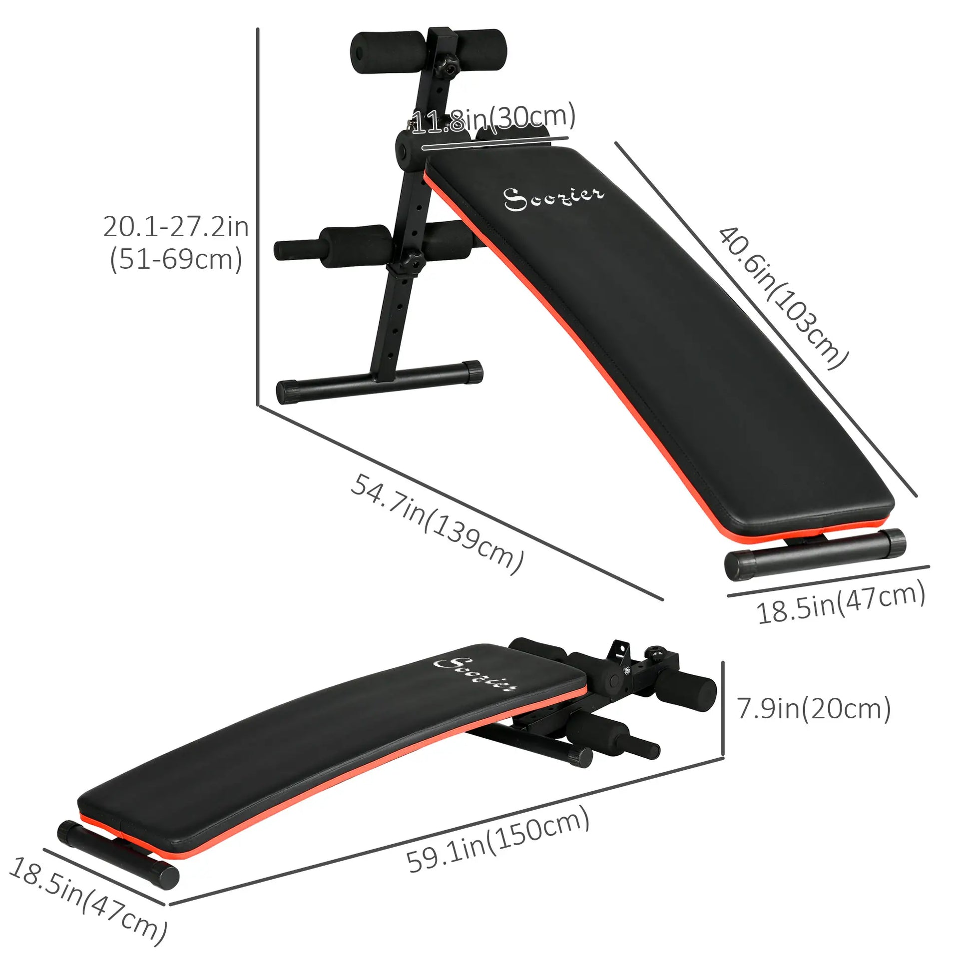 Sit Up Bench Core Workout Adjustable Thigh Support Foldable For Home Gym Exercise Black Sit Up Benches at Gallery Canada