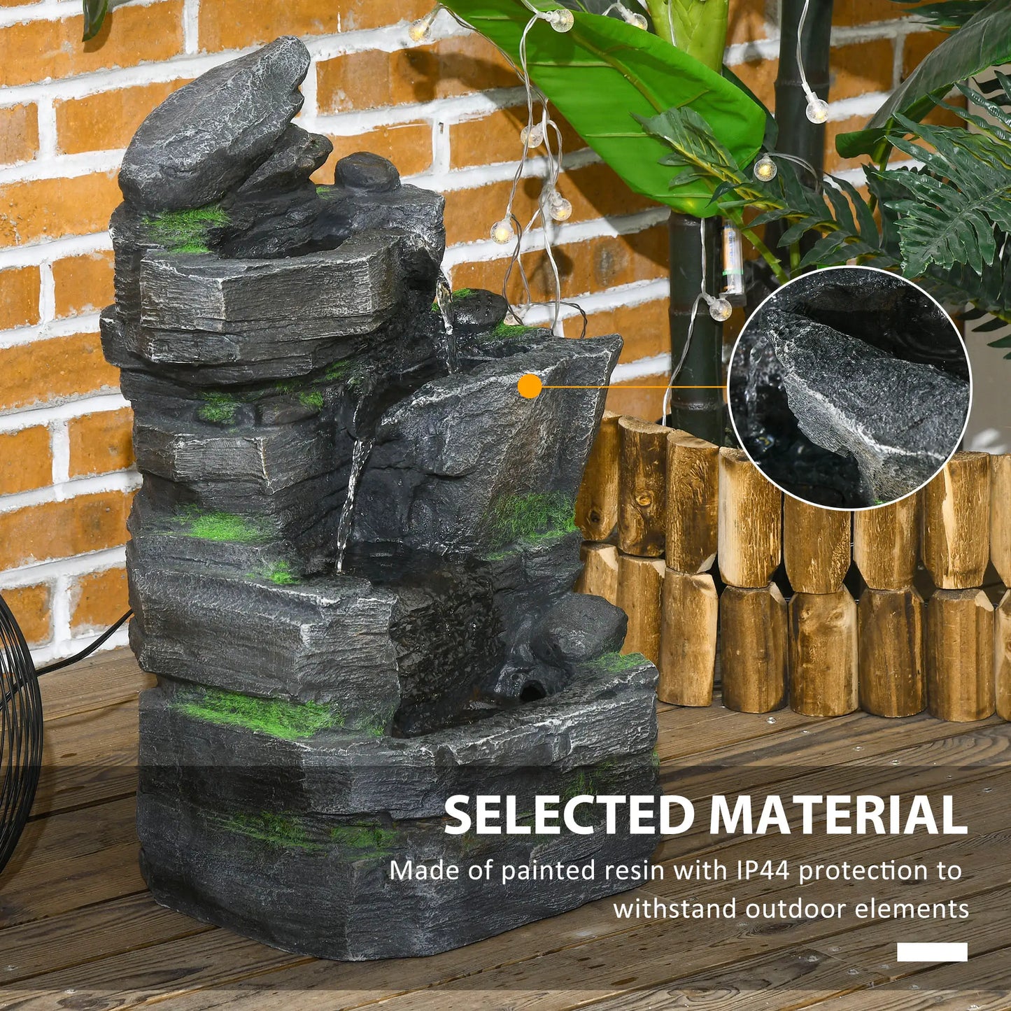 4-Tier Outdoor Water Fountain, LED Lights, Adjustable Flow, 22.4-inch Resin Water Fountains at Gallery Canada