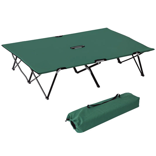 76" Two Person Folding Camping Cot, Portable Military Bed, Green Camping Cots Green at Gallery Canada
