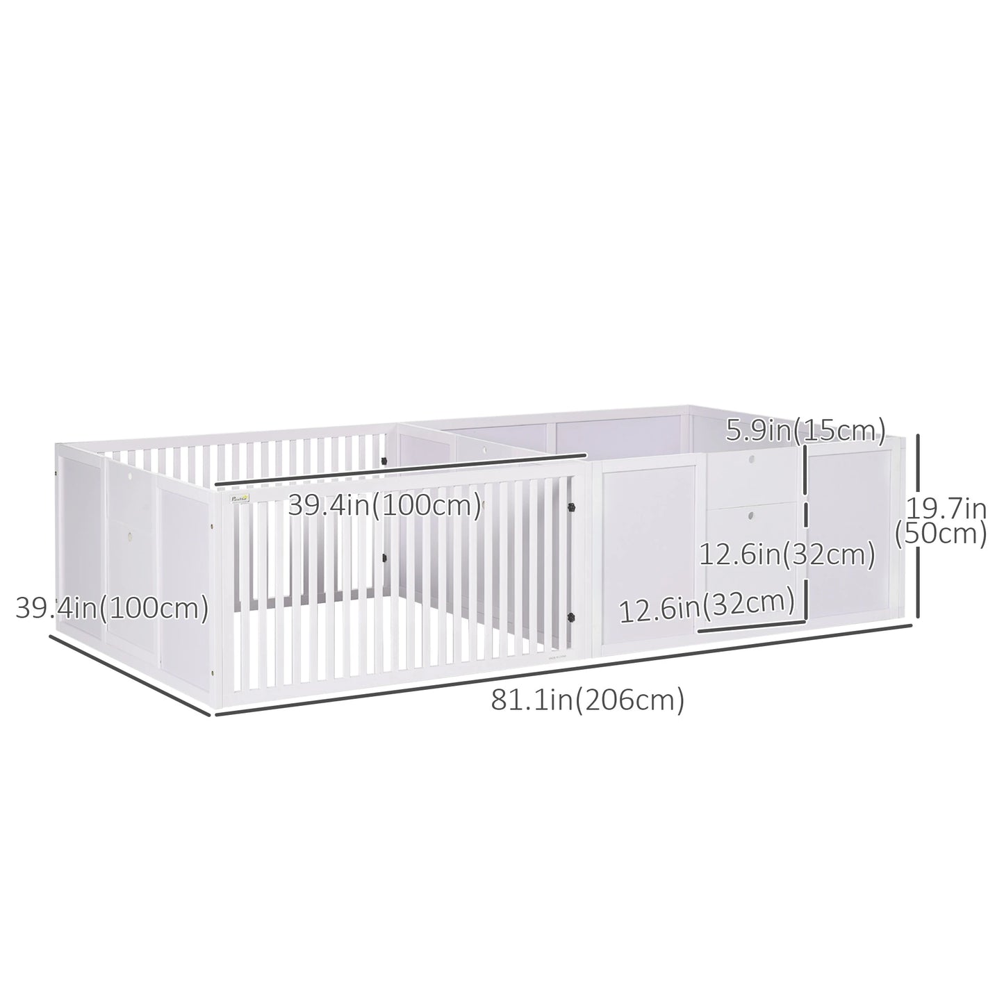 Dog Whelping Box, 81" x 39" x 20"H, Removable Doors, White Houses, Kennels & Pens at Gallery Canada