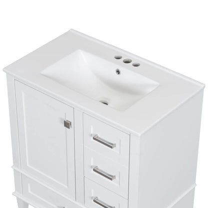 Solid Wood Bathroom Vanity, Sink Combo, Soft-Close Door, 3 Drawers, 30" L x 18" W x 34" H, White Sink Cabinets at Gallery Canada