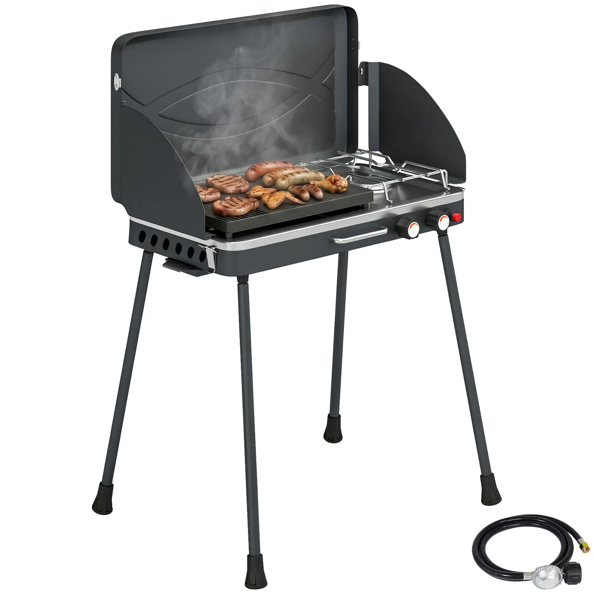 Camping Stove Gas Griddle Combo, 20,000 BTU, Portable, Black Propane Gas Grills at Gallery Canada