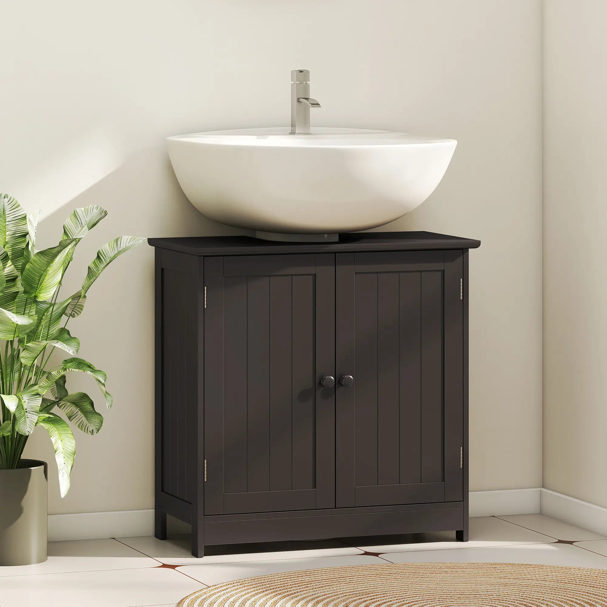 Under Sink Bathroom Cabinet, 2 Doors with Shelf, Coffee Bathroom Cabinets at Gallery Canada