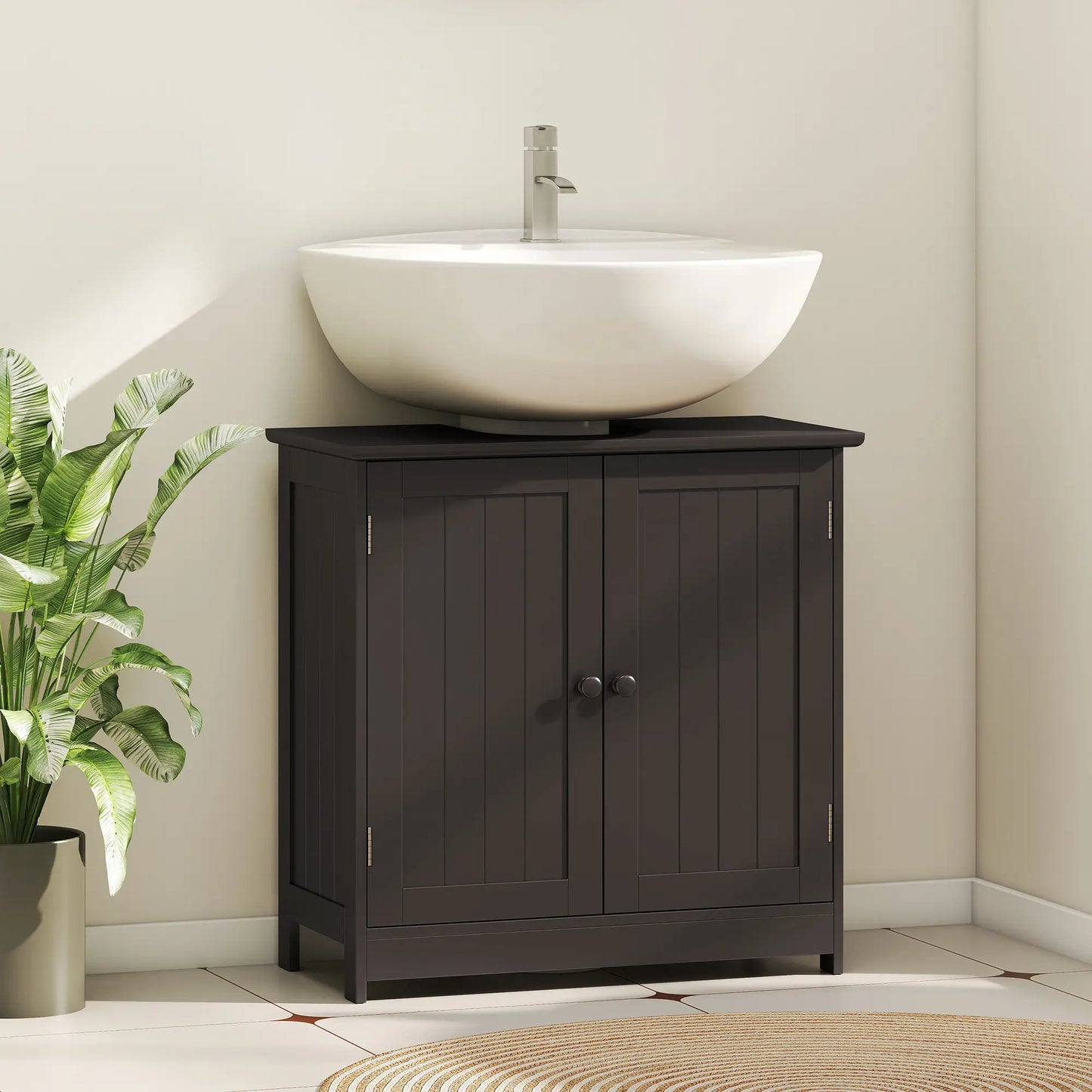 Under Sink Bathroom Cabinet, 2 Doors with Shelf, Coffee Bathroom Cabinets at Gallery Canada