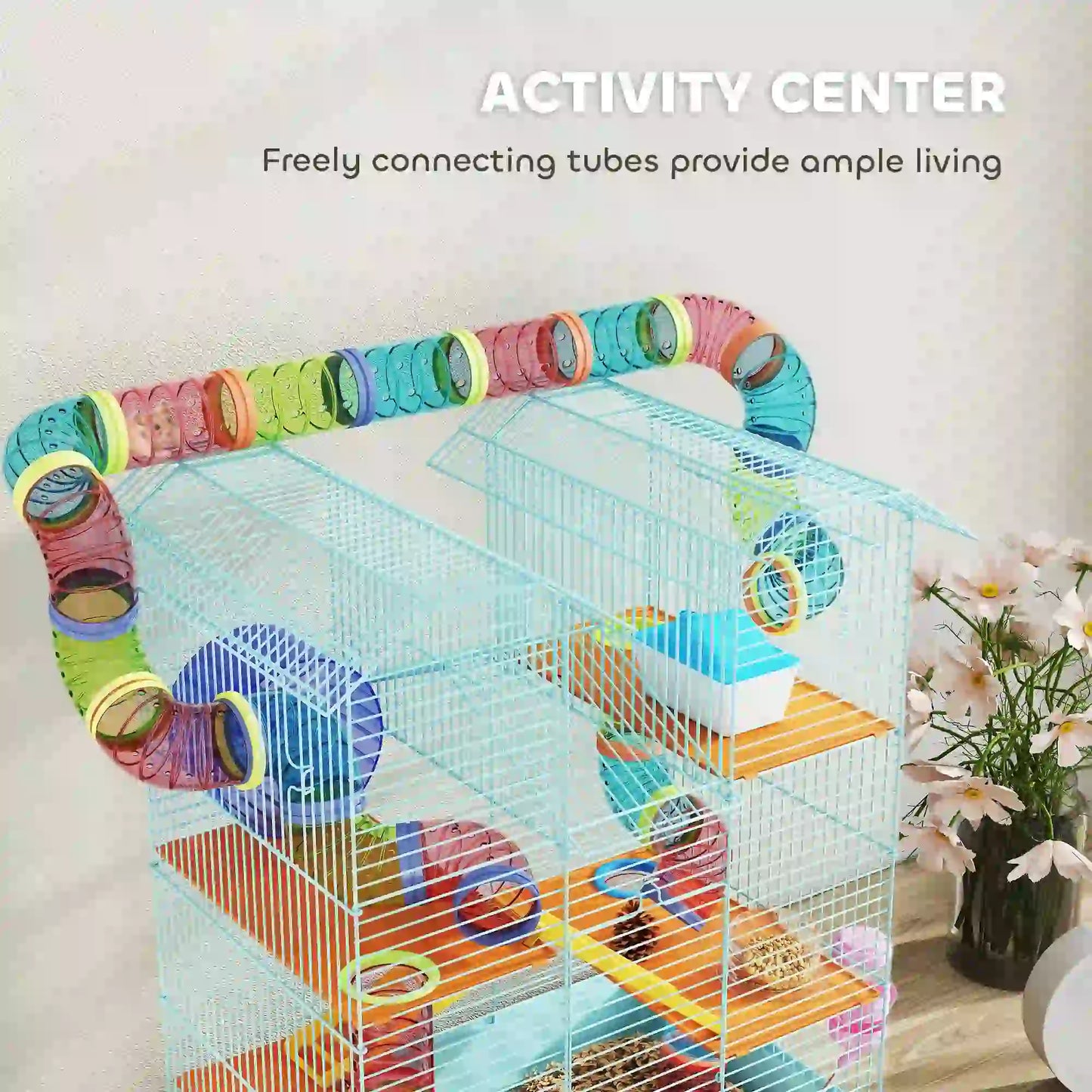 18.5" Hamster Cage, 5 Tiers, Tunnel Tube System, Exercise Wheel, Water Bottle, Light Blue Hamster Cages at Gallery Canada