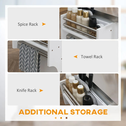 Rolling Kitchen Island with Storage, Stainless Steel Top, Drawers, Cabinets Kitchen Islands & Kitchen Carts at Gallery Canada