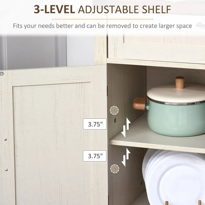 Farmhouse Kitchen Cabinet, Sideboard with 2 Barn Doors, Drawer, White Bar Cabinets at Gallery Canada