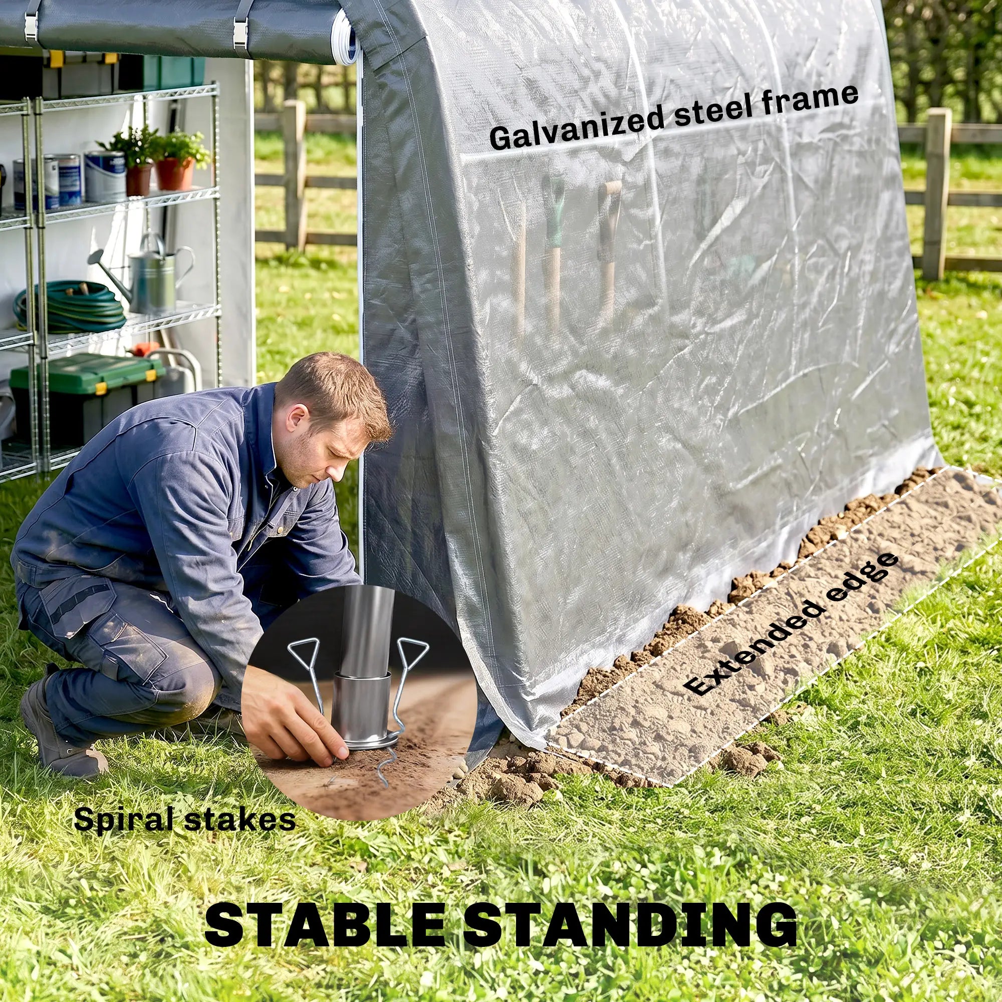 10' x 10' Outdoor Storage Tent, Heavy Duty Waterproof, Light Grey Sheds at Gallery Canada