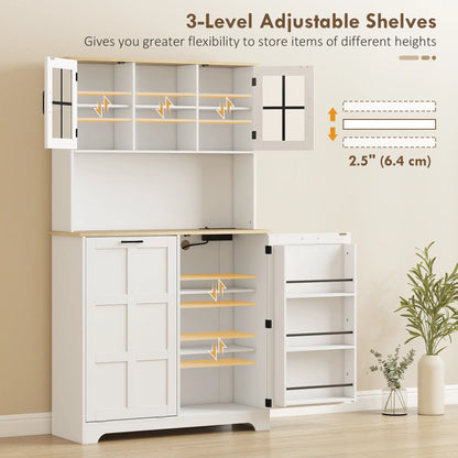 Kitchen Pantry Cabinet, 7 Gallon Trash Can, Adjustable Shelves, White Kitchen Pantry Cabinets at Gallery Canada