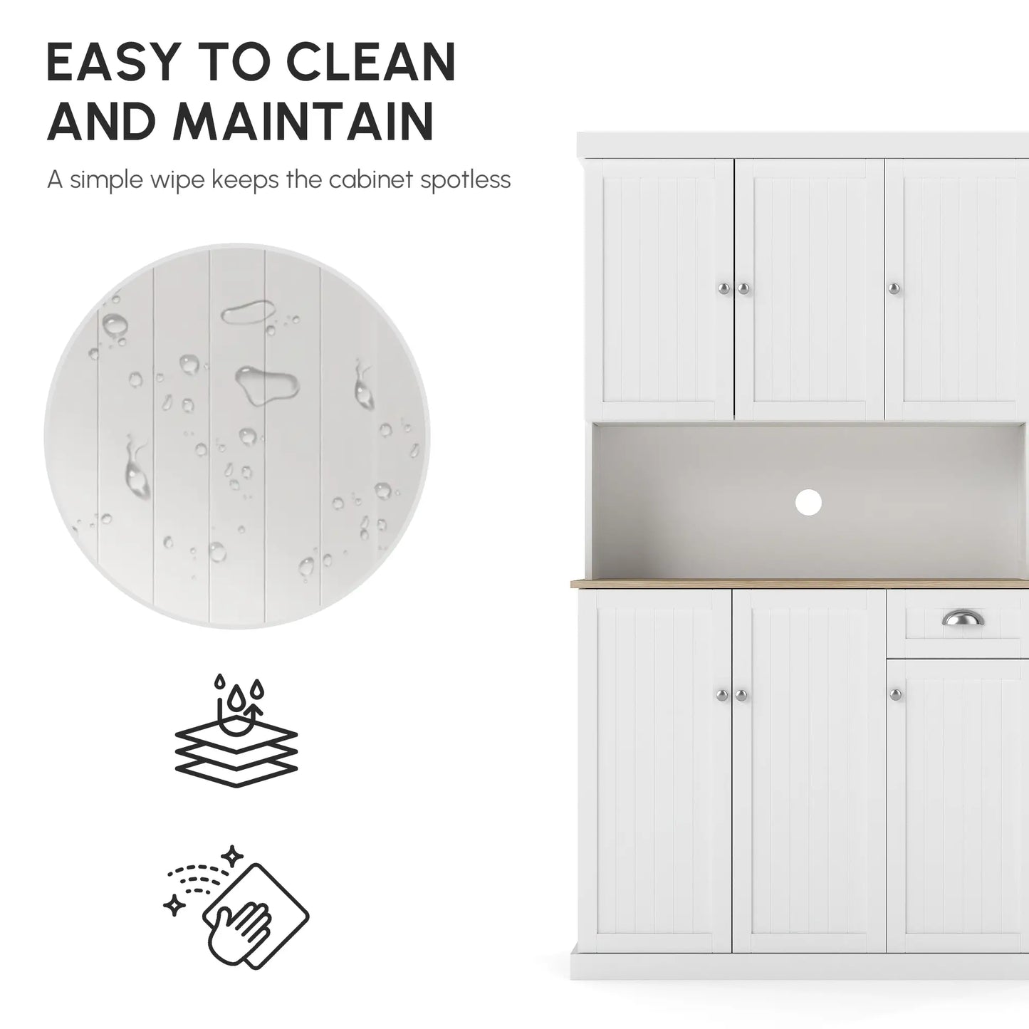 71 Kitchen Pantry Buffet, Hutch Storage Cabinet, Microwave Stand, Oak, White Kitchen Pantry Cabinets at Gallery Canada