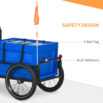 Steel Bike Trailer, Foldable Storage Box, Safe Reflectors, Max Load 88LBS, Blue Bike Cargo Trailers at Gallery Canada