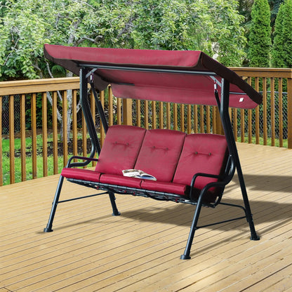 3-Person Porch Swing Chair, Wine Red Porch Swings with Canopy at Gallery Canada