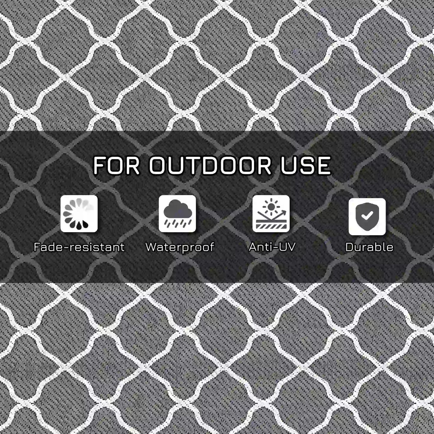 Waterproof Outdoor Rug, 6' x 9', Reversible Mat, Grey & White Outdoor Reversible Rugs at Gallery Canada