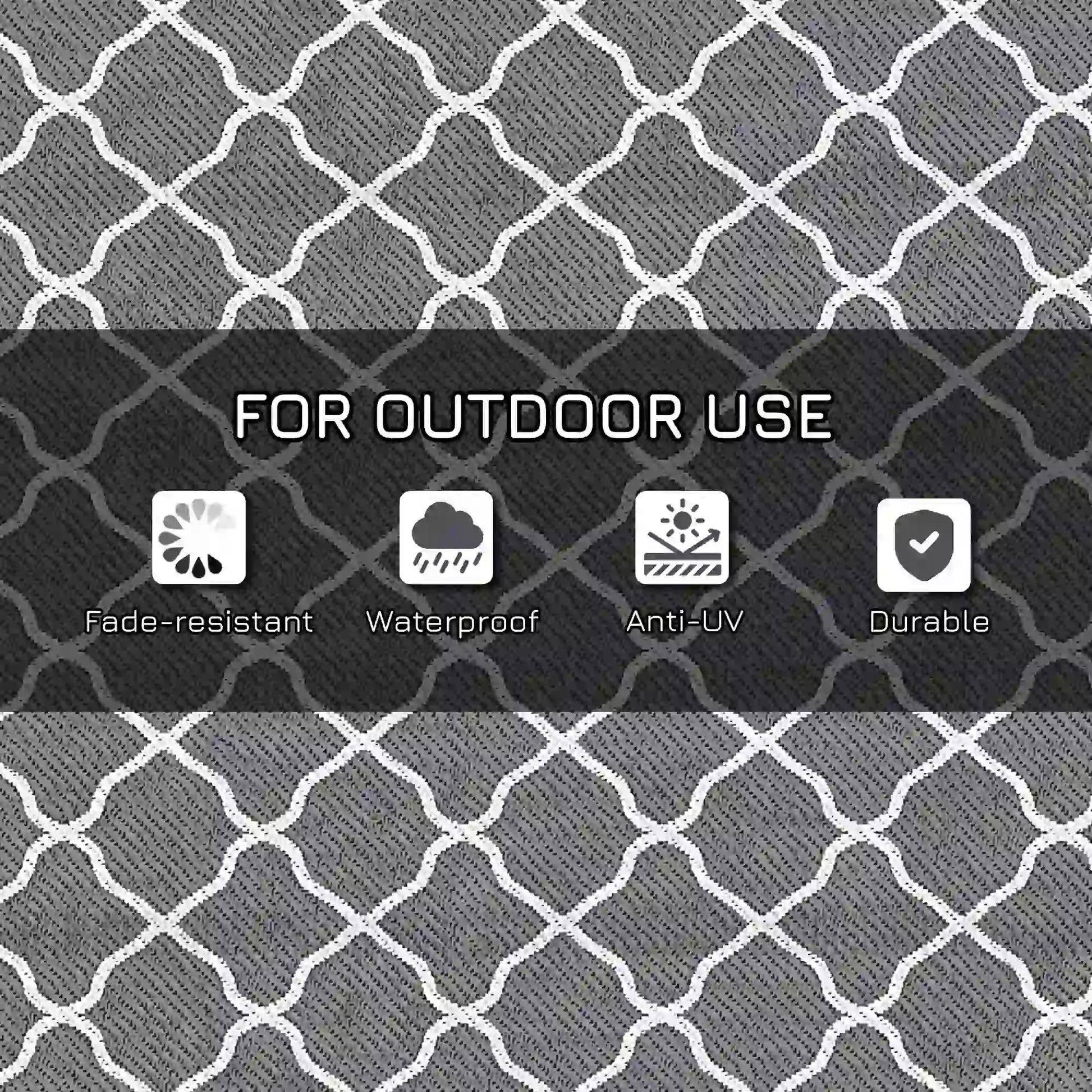 Waterproof Outdoor Rug, 6' x 9', Reversible Mat, Grey & White Outdoor Reversible Rugs at Gallery Canada