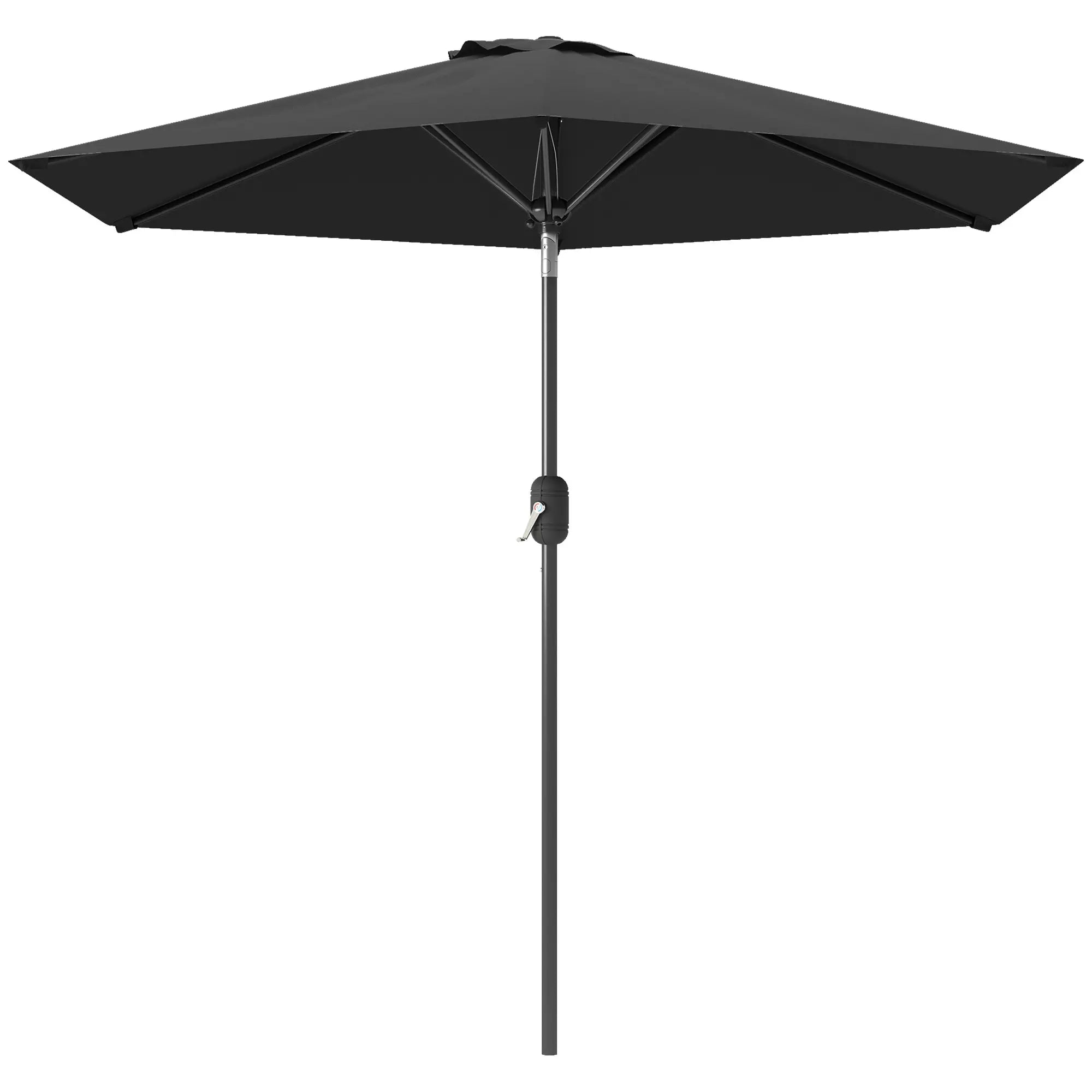 Patio Sun Umbrella, Outdoor Parasol, 6 Ribs, Black Sun Umbrellas Black at Gallery Canada