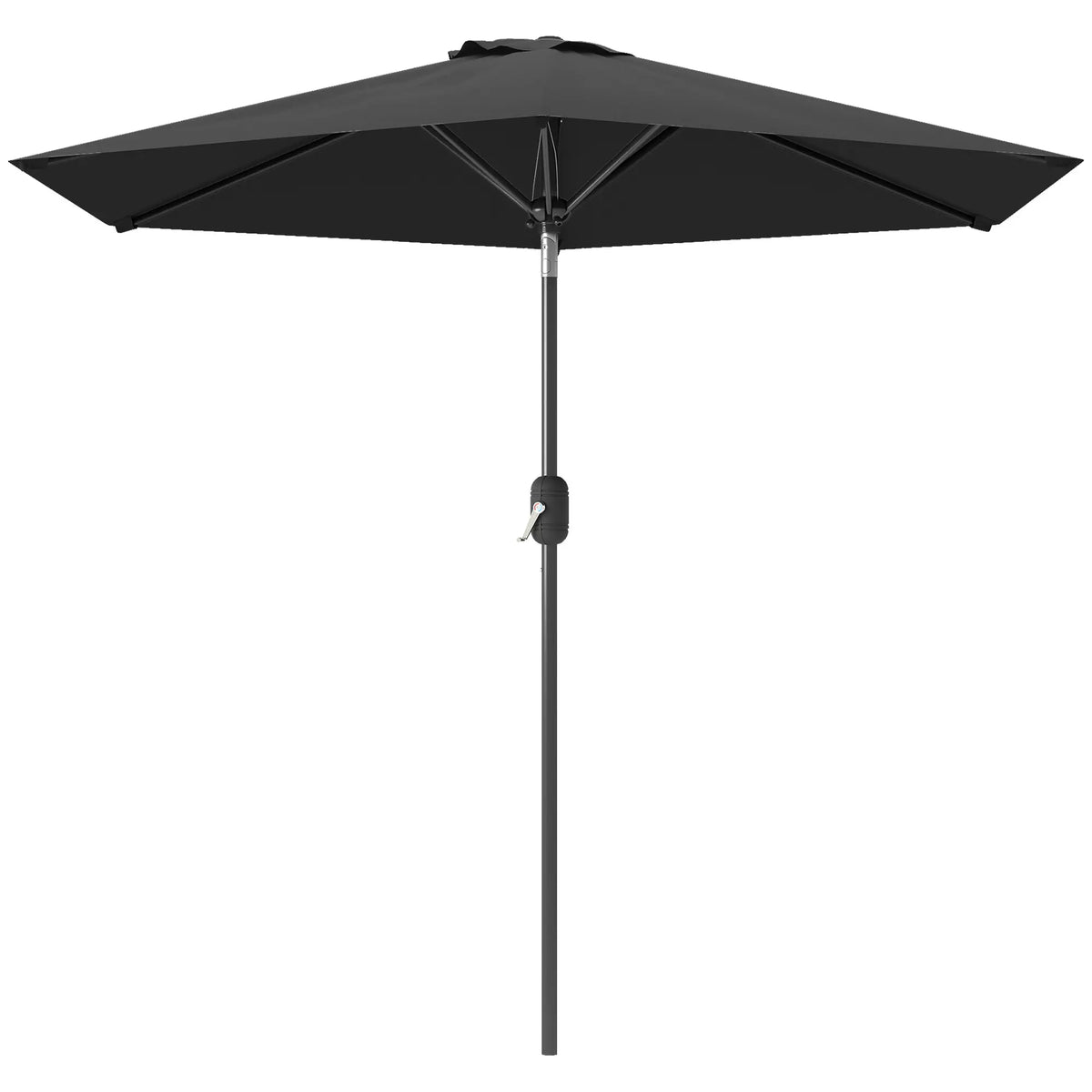 Patio Sun Umbrella, Outdoor Parasol, 6 Ribs, Black Sun Umbrellas Black at Gallery Canada