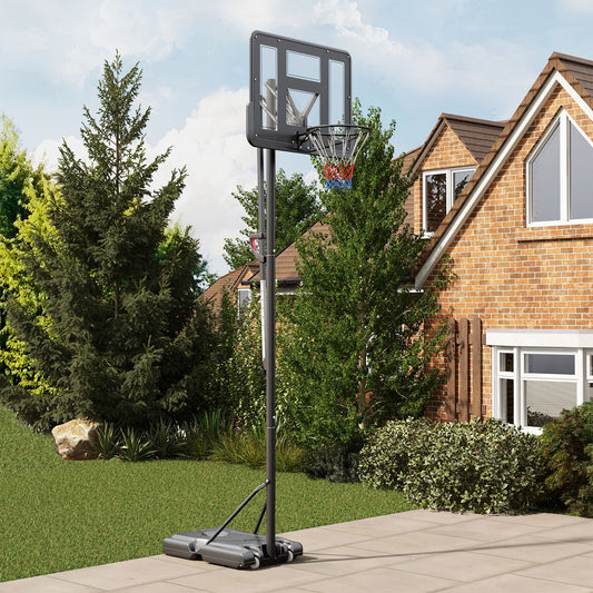 7.7-10ft Basketball Hoop, Freestanding Basketball System with 43'' Shatterproof Backboard and Wheels - Gallery Canada
