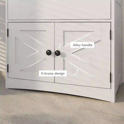 Farmhouse Bathroom Storage Cabinet, Linen Cabinet, 23.5" x 13" x 48.5", White Bathroom Cabinets at Gallery Canada