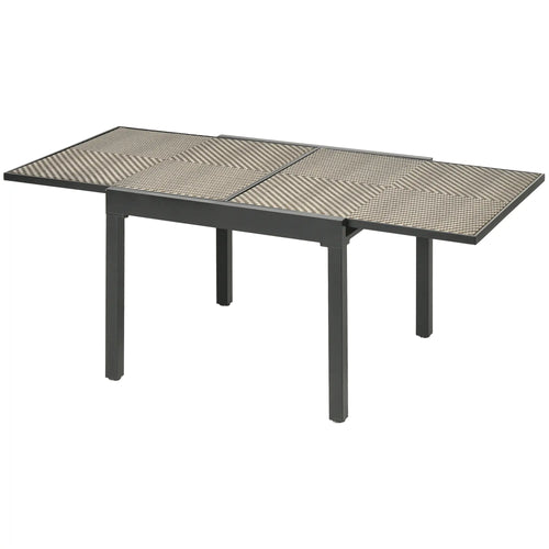 Extendable Rattan Dining Table, Aluminum Frame, 35.4