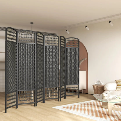6 Panel Folding Room Divider, Portable Privacy Screen, Black Room Dividers at Gallery Canada