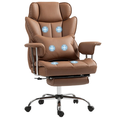 400LBS Massage Office Chair, 6-Point Vibration, Footrest, Lumbar Support, Brown Massage Chairs at Gallery Canada