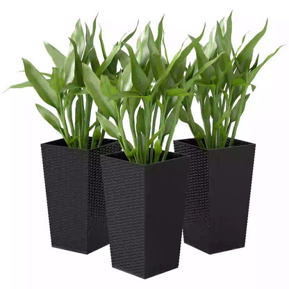 Set of 3 Tall Plant Stand, Outdoor Indoor Flower Pot, Black Garden Accessories Black at Gallery Canada