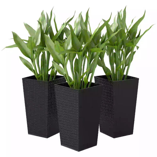 Set of 3 Tall Plant Stand, Outdoor Indoor Flower Pot, Black
