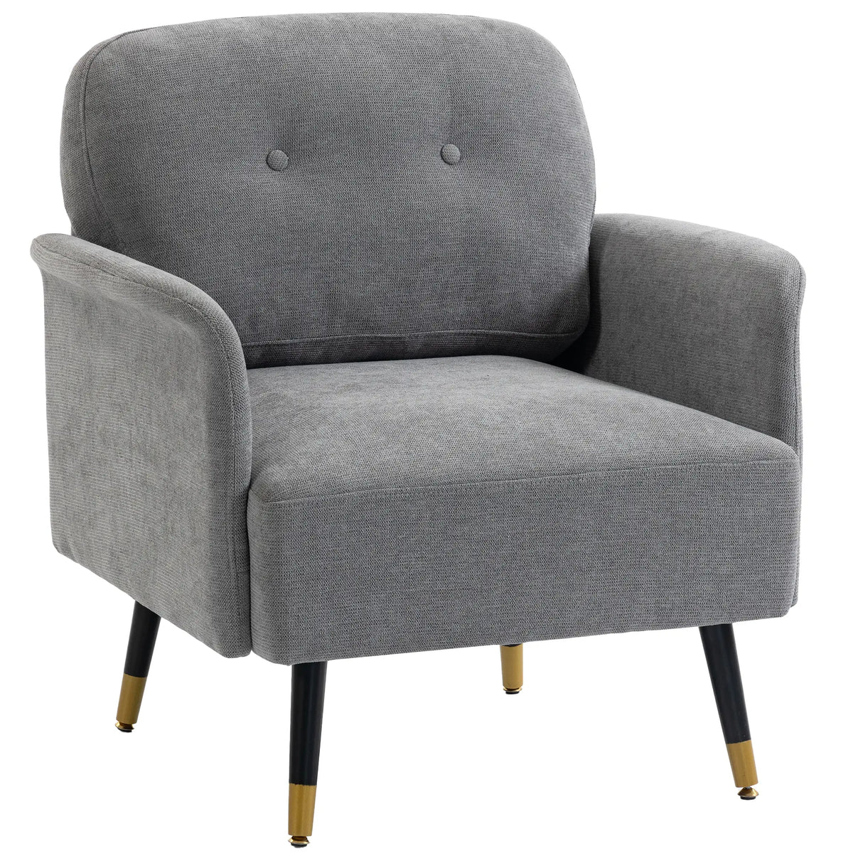 Modern Tufted Accent Chair, Metal Legs, Upholstered Reading Armchair, Grey Accent Chairs at Gallery Canada