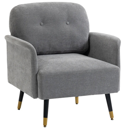 Modern Tufted Accent Chair, Metal Legs, Upholstered Reading Armchair, Grey Accent Chairs at Gallery Canada