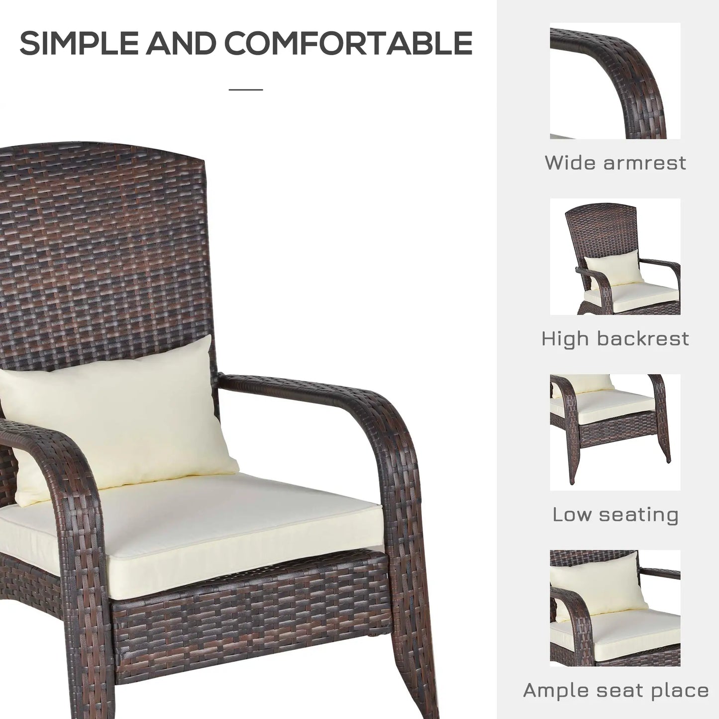 Patio Wicker Adirondack Chair, Outdoor PE Rattan Fire Pit Chair, White Patio Chairs at Gallery Canada