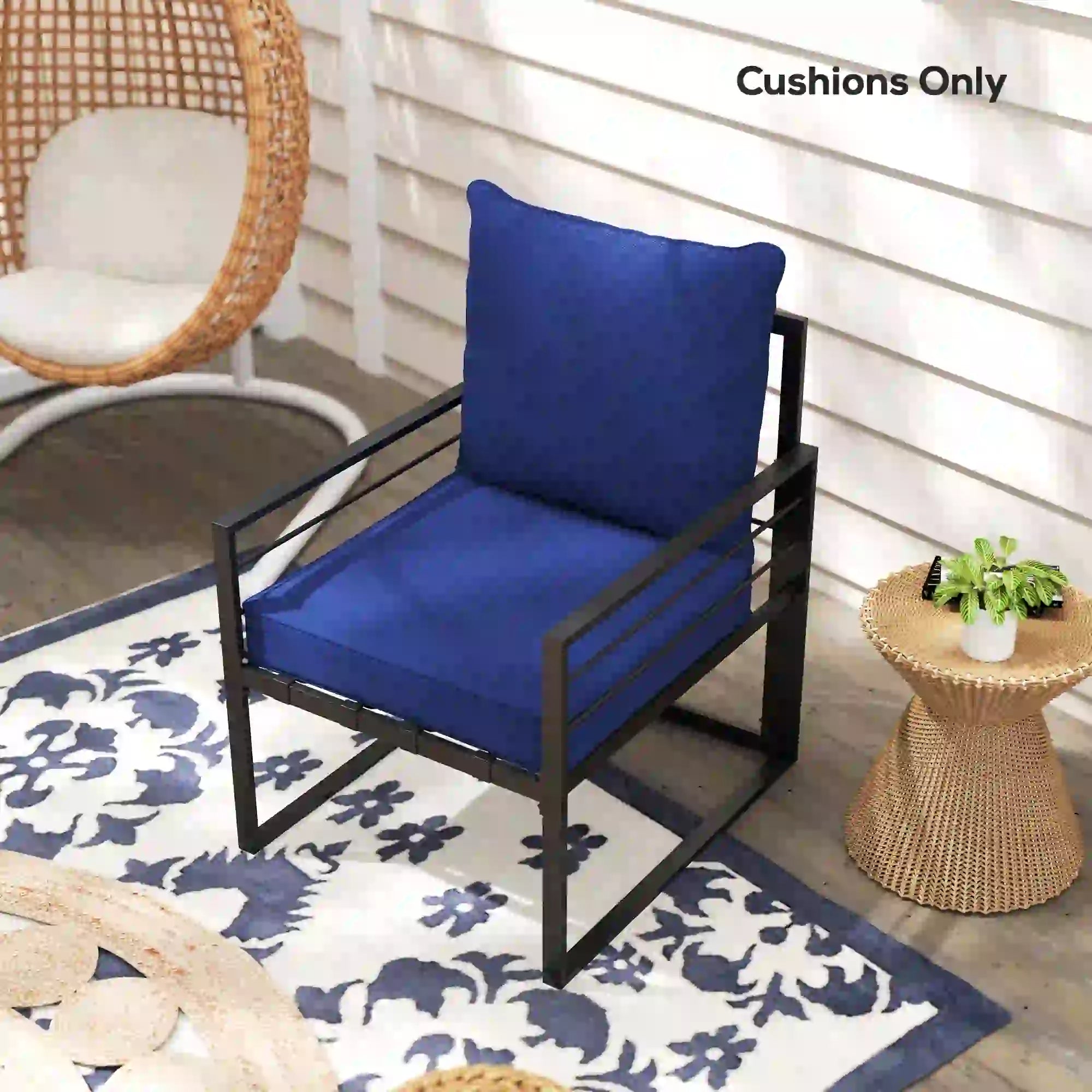 Patio Chair Cushions, Thick Deep Seat, Dark Blue Patio Chair Cushions at Gallery Canada