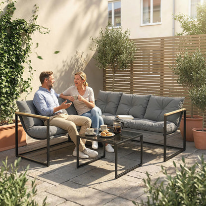4 Piece Patio Furniture Set With Thick Cushions, Coffee Table, Grey Patio Furniture Sets at Gallery Canada