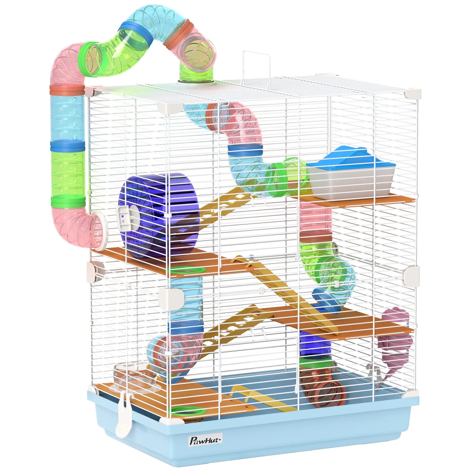5-Tier Hamster Cage with Wheels, Tube, Water Bottle, Light Blue Hamster Cages at Gallery Canada