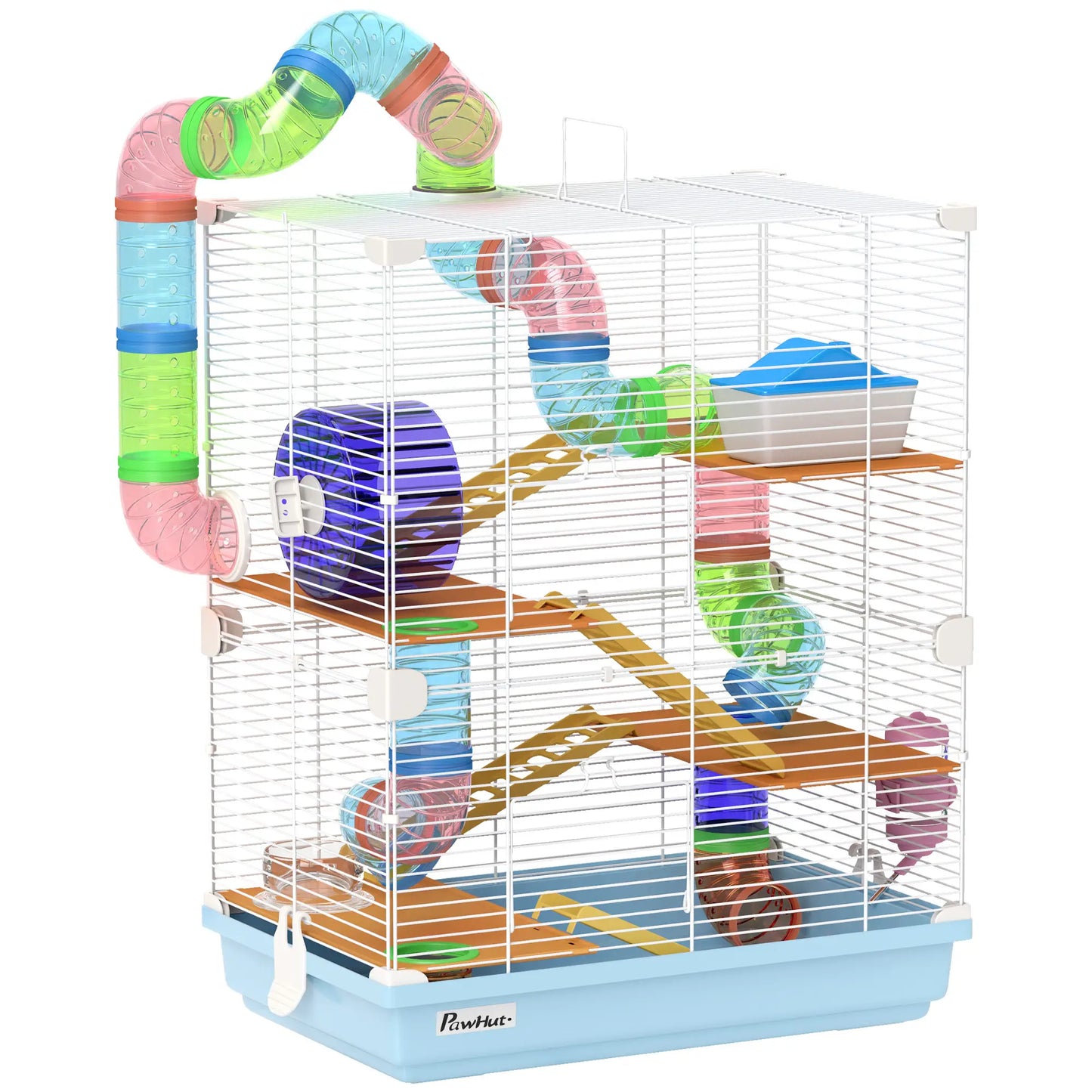 5-Tier Hamster Cage with Wheels, Tube, Water Bottle, Light Blue Hamster Cages at Gallery Canada