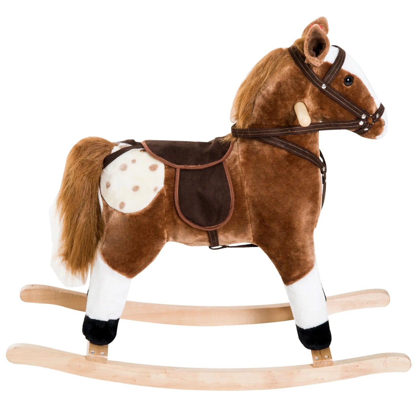 Baby Rocking Horse, Plush Animal Rocker, Ride on Toy, Realistic Sound, Brown Rocking Horses at Gallery Canada