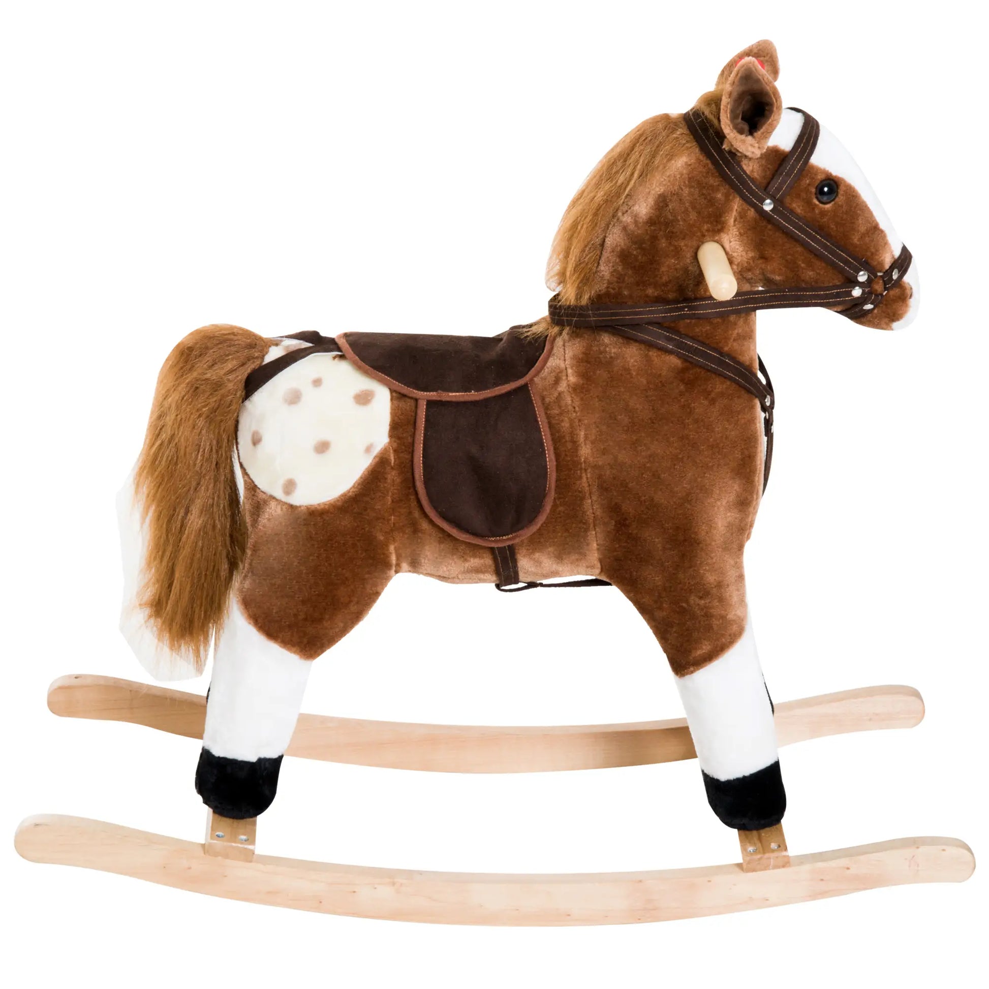 Baby Rocking Horse, Plush Animal Rocker, Ride on Toy, Realistic Sound, Brown Rocking Horses at Gallery Canada