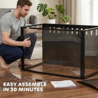 PawHut 41.3" L Hamster Cage, Large Hamster Habitats Steel Frame Chewproof, Deep Bedding Space for Pets Enrichment