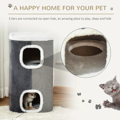4-Story Cat House, Sisal Scratching Surface, Removable Cushion, 16" x 16" x 29", Grey Cat Houses at Gallery Canada