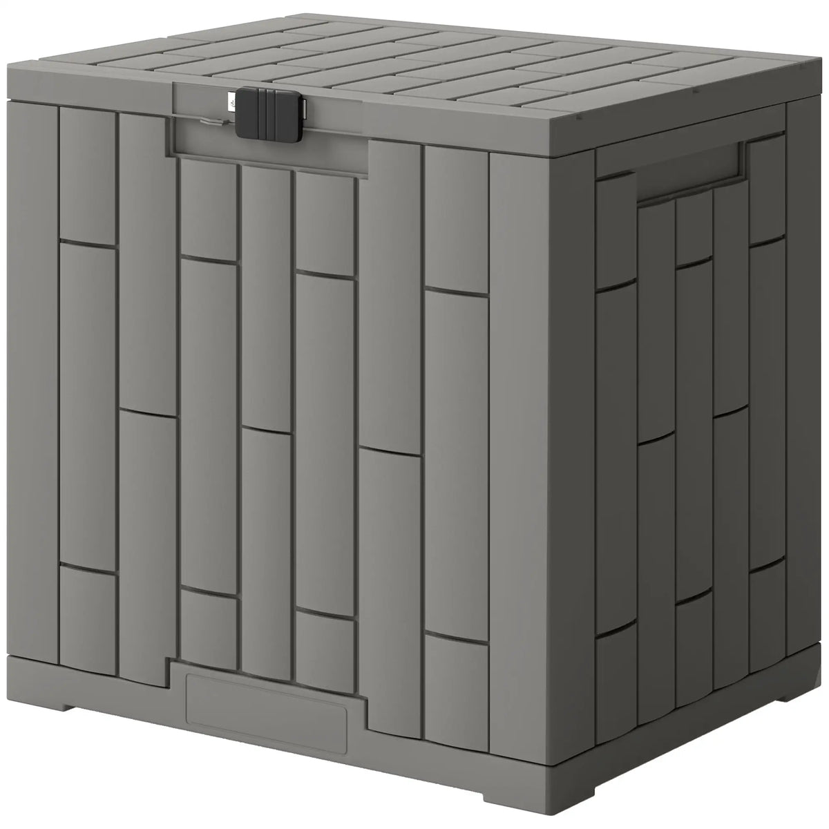 30 Gallon Resin Deck Box, Lockable Outdoor Storage, Splash And UV Resistant Patio Storage Boxes Grey Wood Effect at Gallery Canada