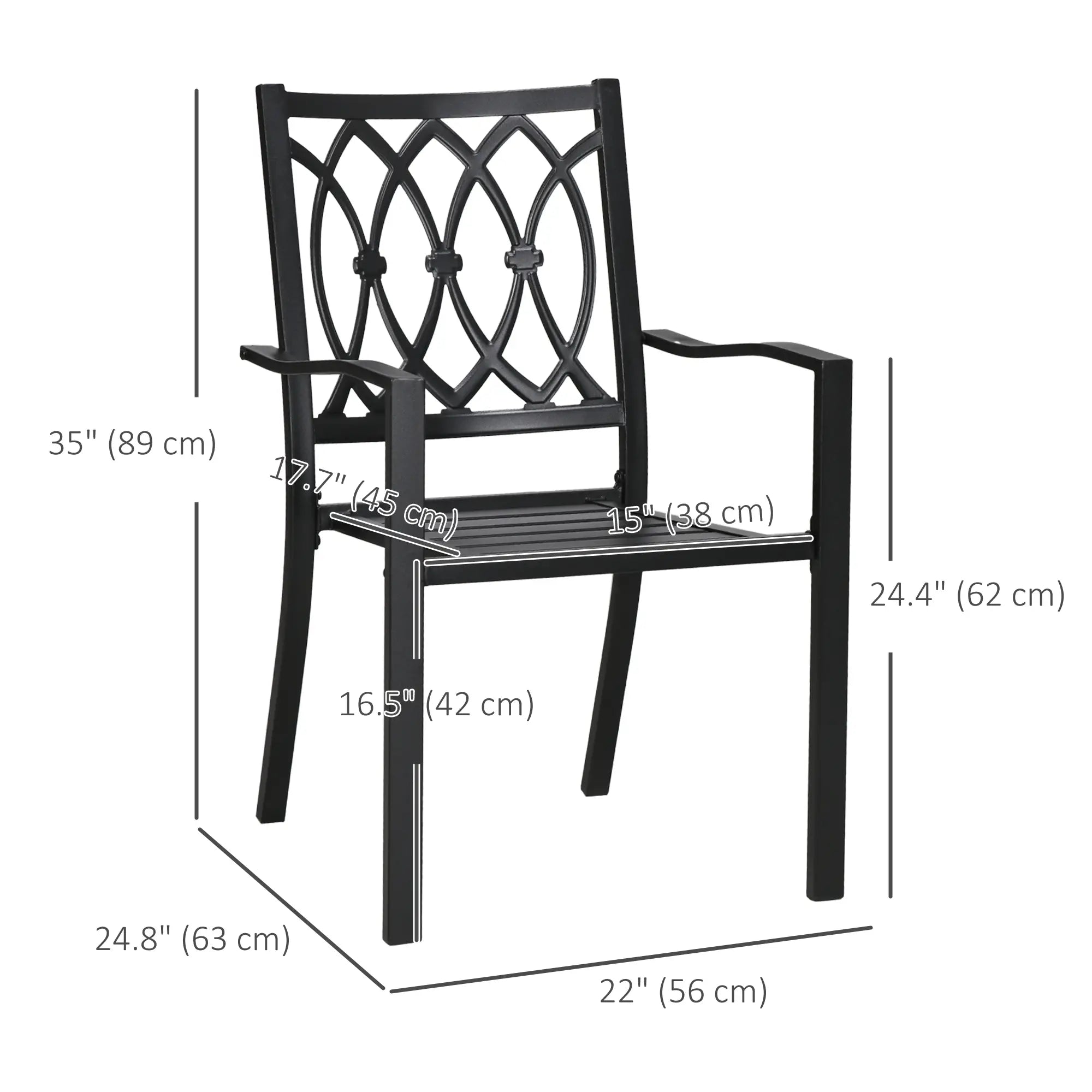 2 PCs Dining Chairs, Outdoor Armchairs, Stackable, Black Patio Chairs at Gallery Canada