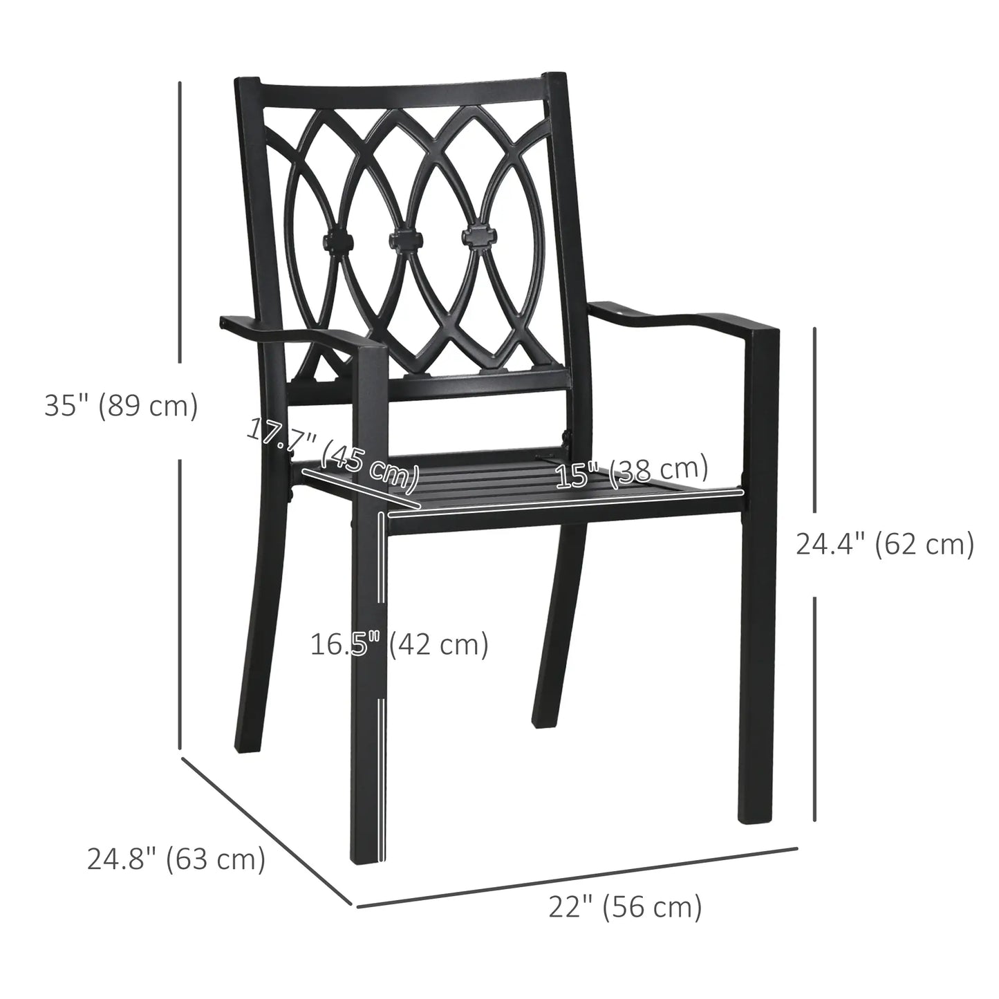 2 PCs Dining Chairs, Outdoor Armchairs, Stackable, Black Patio Chairs at Gallery Canada