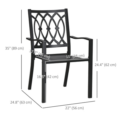 2 PCs Dining Chairs, Outdoor Armchairs, Stackable, Black Patio Chairs at Gallery Canada